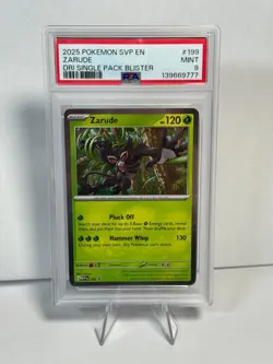 2025 POKEMON SVP DESTINED RIVALS ZARUDE COSMOS SINGLE PACK BLISTER #199 - PSA 9 - Image 1