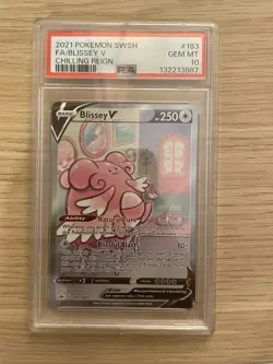 2021 POKEMON SWORD & SHIELD CHILLING REIGN #183 FULL ART/BLISSEY V PSA 10 - Image 1