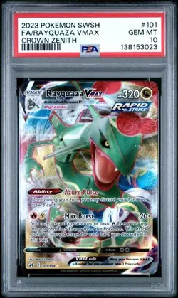 2023 Pokemon SWSH Crown Zenith Rayquaza VMAX 101/159 PSA 10 - Image 1