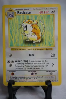 Pokemon TCG Shadowless Base Set Raticate 40/102 LP - Image 1