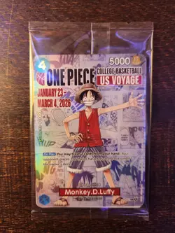 SEALED One Piece x College Basketball US Voyage Monkey D. Luffy Trading Card - Image 1