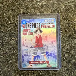 ONE PIECE Monkey D. Luffy US Voyage College Basketball Promo Card Rutgers 🔥 - Image 1
