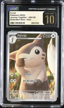 CGC 10 PRISTINE Furret 168/159 Journey Together Illustration Rare Pokemon Card - Image 1