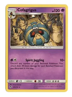 Cofagrigus 100/214 Pokemon Sun & Moon Lost Thunder Rare Trading Card Game - Image 1