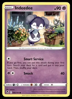 Indeedee 86/195 Pokemon Card Silver Tempest Common 90 HP Near Mint I16 - Image 1