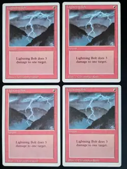 Magic the Gathering - 4 x Lightning Bolt - Revised Edition - Mtg - Playset - Image 1