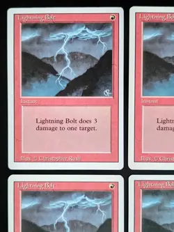 Magic the Gathering - 4 x Lightning Bolt - Revised Edition - Mtg - Playset - Image 2