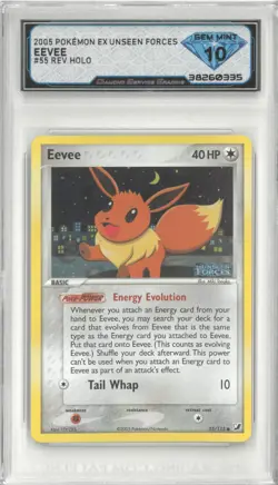 2005 Pokemon EX Unseen Forces EEVEE #55/115 Reverse Holo 💎 DSG 10 Gem Mint - Image 1