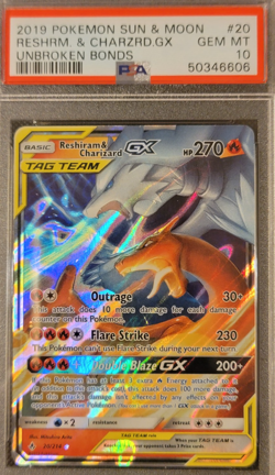 PSA Mint 10 ENG Reshiram & Charizard GX20 Mitsuhiro Arita -Sun and Moon Pokemon - Image 3