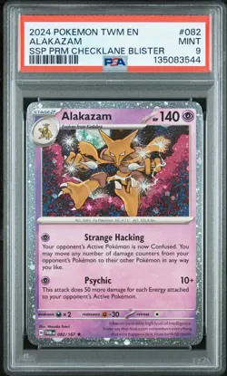 2024 Pokemon Twilight Masquerade #082 Alakazam Ssp Prm Checklane Blister PSA 9 - Image 1