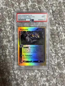 Pokemon EX Mightyena Reverse Holo Ruby & Sapphire PSA 9 2003 10/109 - Image 1