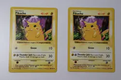 Pokemon Base Set SHADOWLESS Pikachu x2 Lot – Vintage WOTC – Authentic - Image 1