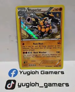 POKEMON RHYPERIOR 62/146 XY BASE SET HOLO LIGHT PLAYED - Image 1