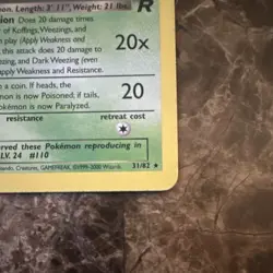 Pokemon TCG Dark Weezing Team Rocket 31/82 1st Edition Rare 60 HP Stage 1 Engli… - Image 5