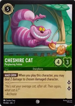91/204 CHESHIRE CAT PERPLEXING FELINE EN7 COMMON DISNEY LORCANA CARD - Image 1