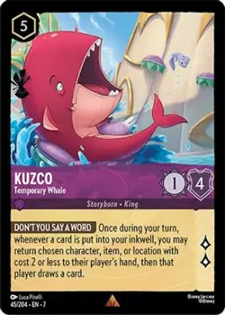 1x Kuzco - Temporary Whale - 45/204 - Rare - Cold Foil NM-Mint Disney Lorcana: A - Image 1