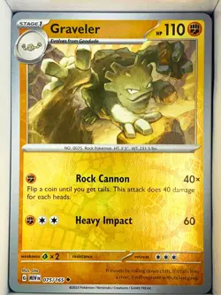 Graveler 075/165 Reverse Holo Pokemon 151 G MEW EN English - Image 1