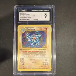 Pokemon Machamp Base Set 1st Edition Shadowless Holo CGC 9 Card #8/102 - Image 1