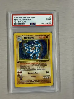 1999 POKEMON BASE SET 1ST EDITION #8 MACHAMP-HOLO PSA 9 - Image 1