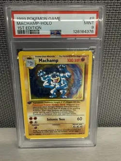 1999 POKEMON BASE SET 1ST EDITION #8 MACHAMP-HOLO PSA 9 - Image 3