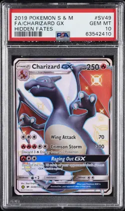 2019 POKEMON SUN & MOON HIDDEN FATES #SV49 FULL ART/CHARIZARD GX PSA 10 - Image 1