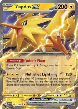 Zapdos ex - 145/165 - Double Rare NM, English Pokemon Scarlet & Violet - 151 - Image 1