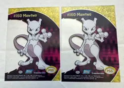 2- Mewtwo Topps Chrome Pokemon TV Animation Edition Clear Chase Cards PC5 2000 - Image 2