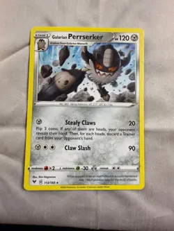 Pokemon Galarian Perrserker - 113/185 - Rare - Vivid Voltage Non-Holo Rare - Image 1