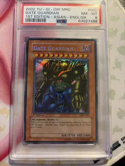 Yugioh Gate Guardian MRD-000 1. Edition Asian English PSA 8 - Image 1