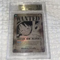 Beckett 9.5 2025 One Piece Carrying On His Will #OP13-118 Monkey D. Luffy Wanted - Image 1