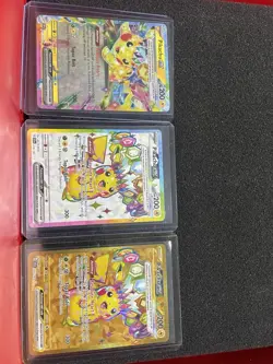 Surging Sparks Pikachu Set of 3 (Ex Full Art and Hyper Rare) Pokemon Cards TCG - Image 1