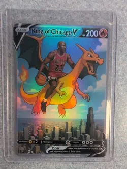 PokeTeamLegends Pokemon Card Holo (FanArt) PTL519 MJ'S CHARIZARD GOAT JORDAN - Image 1
