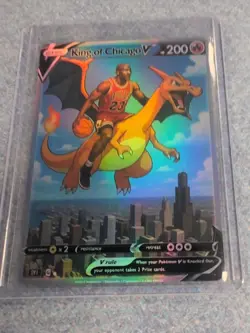 PokeTeamLegends Pokemon Card Holo (FanArt) PTL519 MJ'S CHARIZARD GOAT JORDAN - Image 3