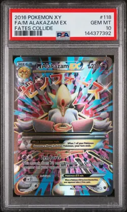 2016 Pokemon - XY Fates Collide - M Alakazam EX 118/124 Full Art - PSA 10 - Image 1