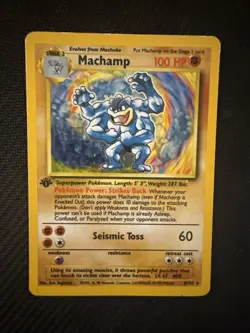 Pokemon TCG Machamp Base Set 8/102 Holo 1st Edition Holo Rare - Image 1