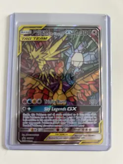 Pokemon TCG Moltres & Zapdos & Articuno GX SM210 Tag Team Hidden Fate Promo - LP - Image 1