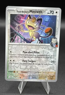 Team Rocket's Meowth 149/182 Pokemon TCG Sv10: Destined Rivals Reverse Holo NM/M - Image 1