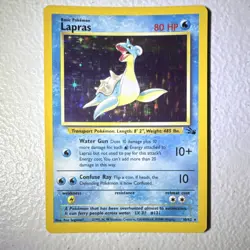 Pokemon Lapras Fossil 10/62 Holo Rare Unlimited 80 HP English Card - Image 1