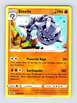 Steelix SWSH08: Fusion Strike Holo Rare Non Holo 139/264 Pokemon NM/LP Card - Image 1