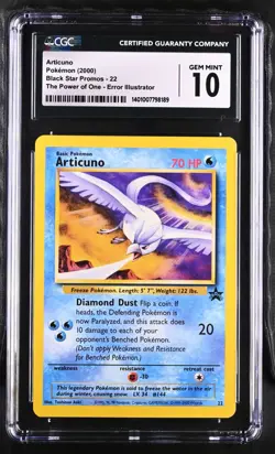 Articuno Black Star Promos 22 Error Illustrator - Aoki CGC Gem Mint 10 Pokemon - Image 1