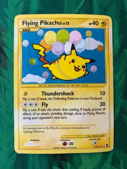 2009 Pokemon Rising Rivals Flying Pikachu Secret Rare #113/111 SEE DESCRIPTION - Image 1
