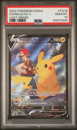 2022 POKEMON SWORD & SHIELD LOST ORIGIN #TG16 FULL ART/PIKACHU V PSA 10 - Image 2