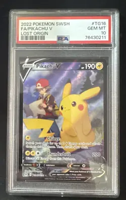 Pikachu V TG16/TG30 Swsh11: Lost Origin Trainer Gallery Holo Pokemon Psa 10 - Image 1