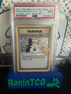 2021 Pokemon Celebrations #73 Imposter Prof. Oak Holo Class Coll Base Set PSA 9 - Image 1
