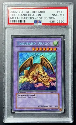2002 Yugioh Metal Raiders THOUSAND DRAGON MRD-143 1st Edition Secret Rare PSA 8 - Image 1