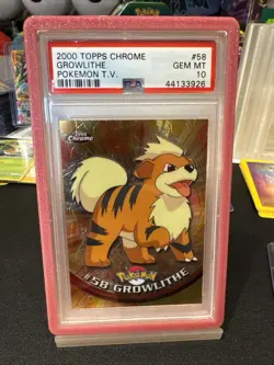 2000 TOPPS CHROME POKEMON T.V. #58 GROWLITHE PSA 10 - Image 1