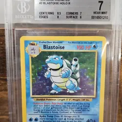 Pokemon Blastoise Base Set Unlimited 2/102 Rare Beckett 7 1999 Wizards - Image 1