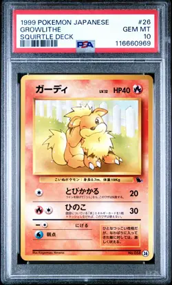 1999 POKEMON JPN SQUIRTLE DECK #26 GROWLITHE PSA 10 - Image 1