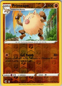 Primeape 134/264 SWSH08: Fusion Strike Pokemon TCG LP-NM - Image 1