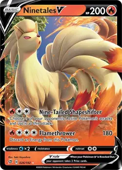Ninetales V 026/192 Ultra Rare Holo SWSH02: Rebel Clash Pokemon Card - Image 1